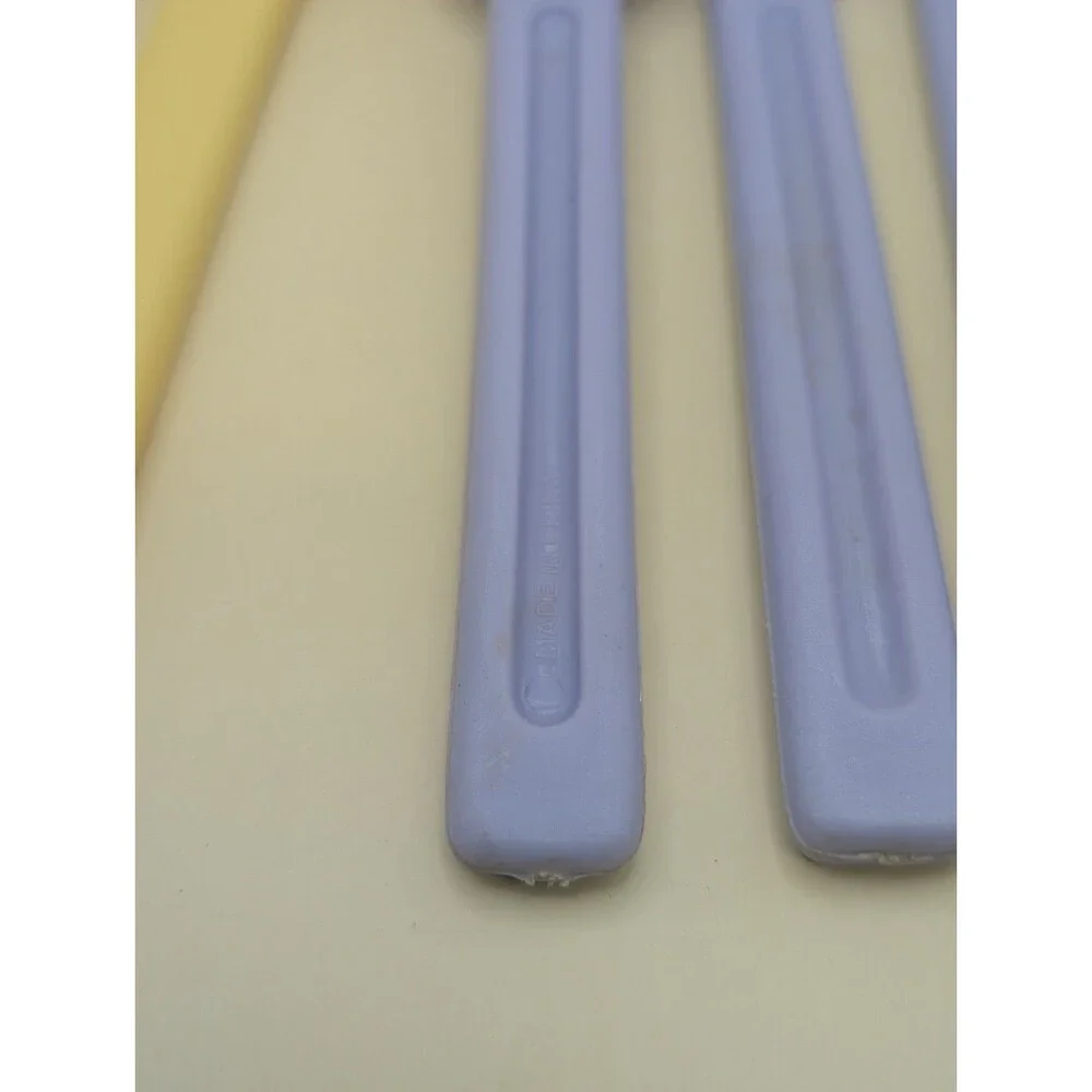 9 Vintage 70's Retro Pastel Plastic Picnic Cutlery Flatware Rare Yellow Purple